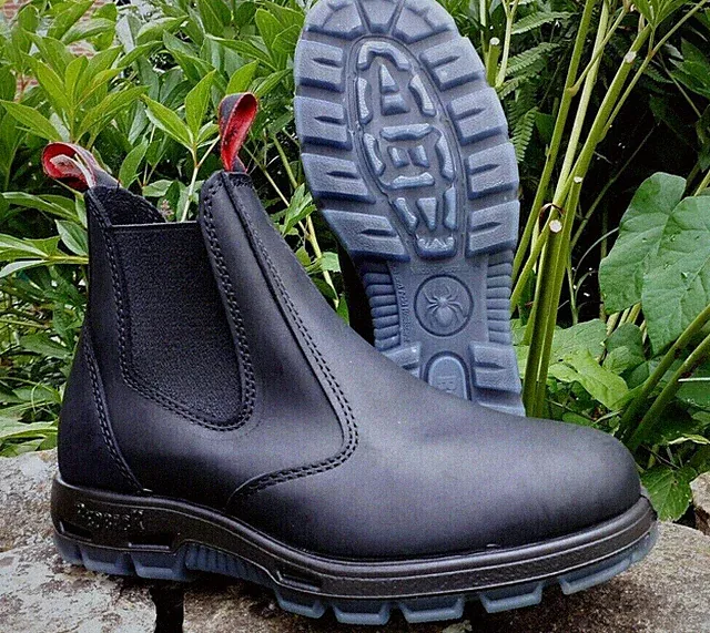 schwarz Redback schwarze LEDER STIEFEL BOOtS made AUSTRALIEN + + Stahlkappe