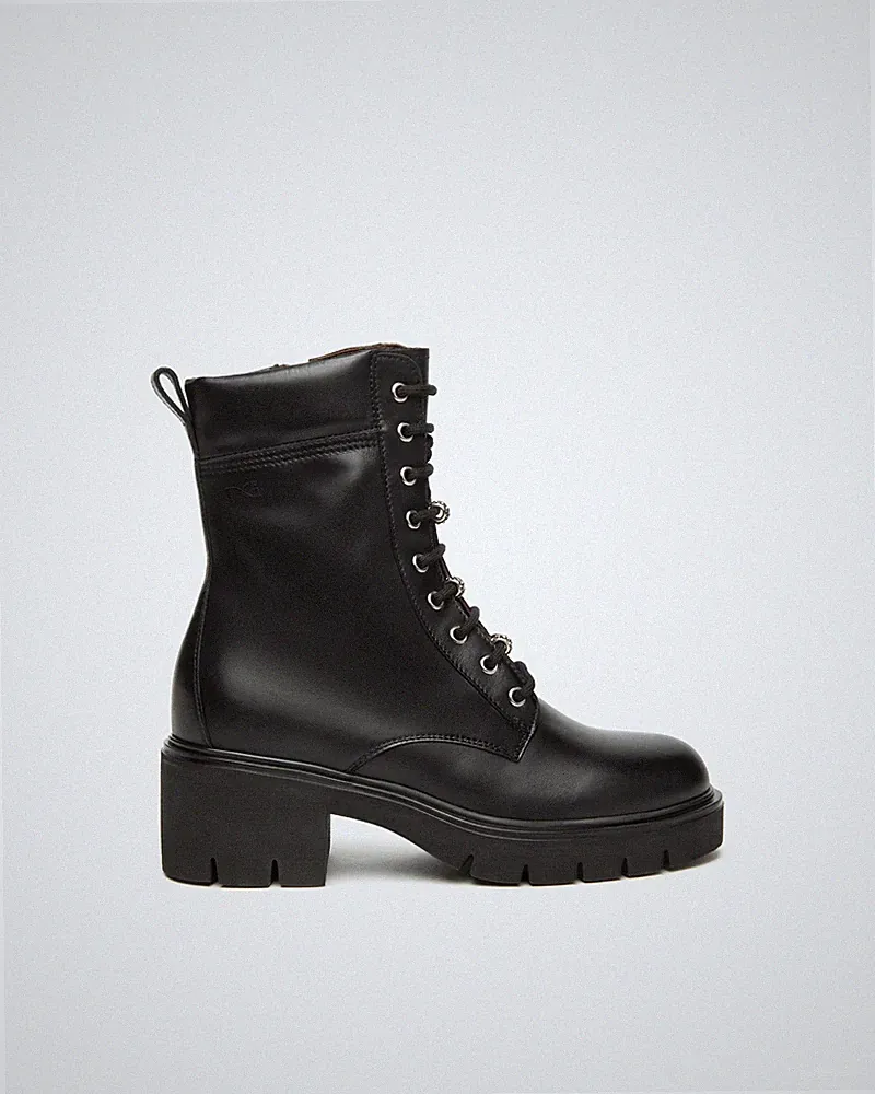 SCHWARZE AMPHIBIENGÄRTEN DAMEN MIT SCHWARZEM LEDERABSATZ UND STRASS I514810D