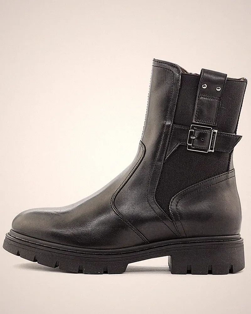 SCHWARZE GÄRTEN BIKER STIEFELETTE DAMEN MOD. I514760D Leder Schwarz -30% Rabatt