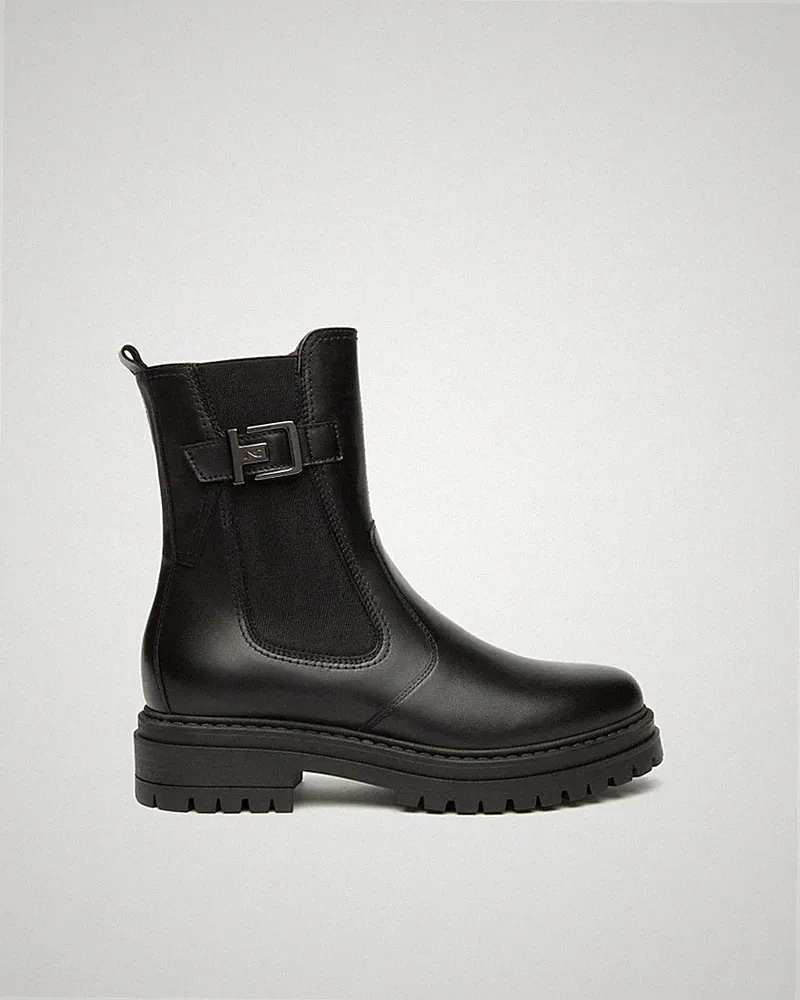 SCHWARZE GÄRTEN DAMEN CHELSEA STIEFELETTEN LEDER SCHWARZ MIT REISSVERSCHLUSS I514830D