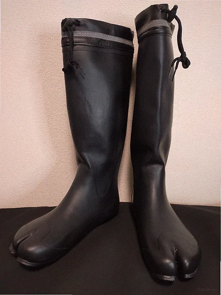 Schwarze Gummi Asian3L Tabi Stiefel Gummistiefel weich gefüttert Bauern...
