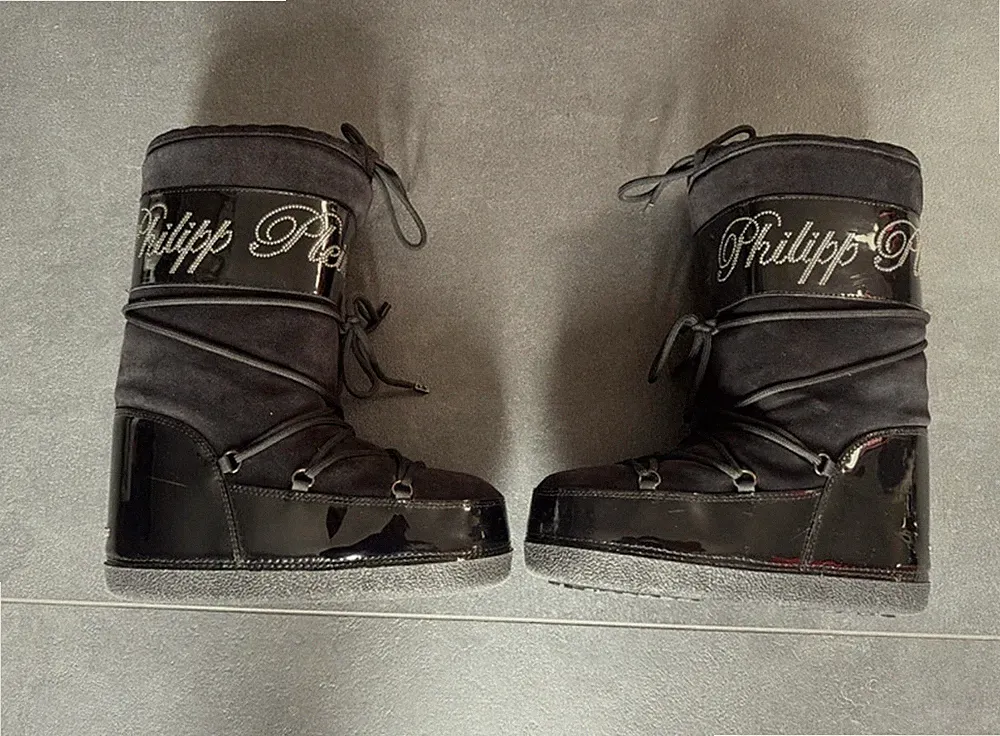 Schwarze Philipp Plein Winter-Boots Größe 39/40 Neuwertig