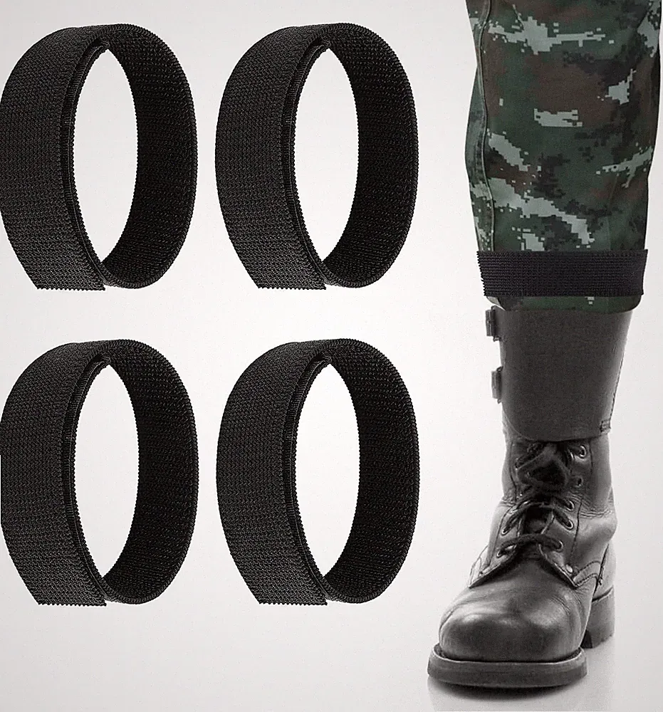 Schwarze Stiefel-Gummibänder mit Klettverschluss, Knöchel-Hosengurte