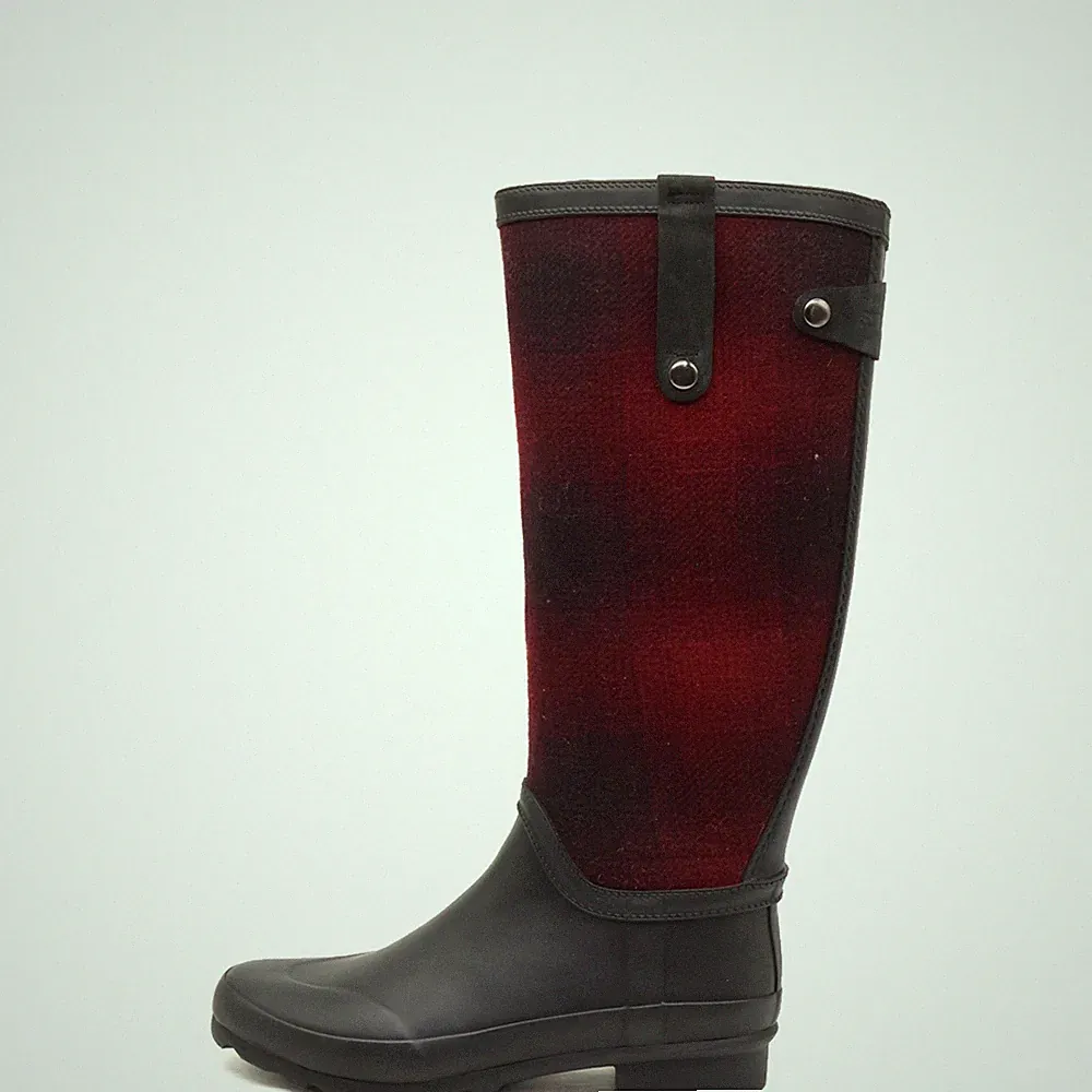 Sebago Damen Boundry Tall Stiefel rot schwarz Gummi Textil Wasserfest EU 38.5