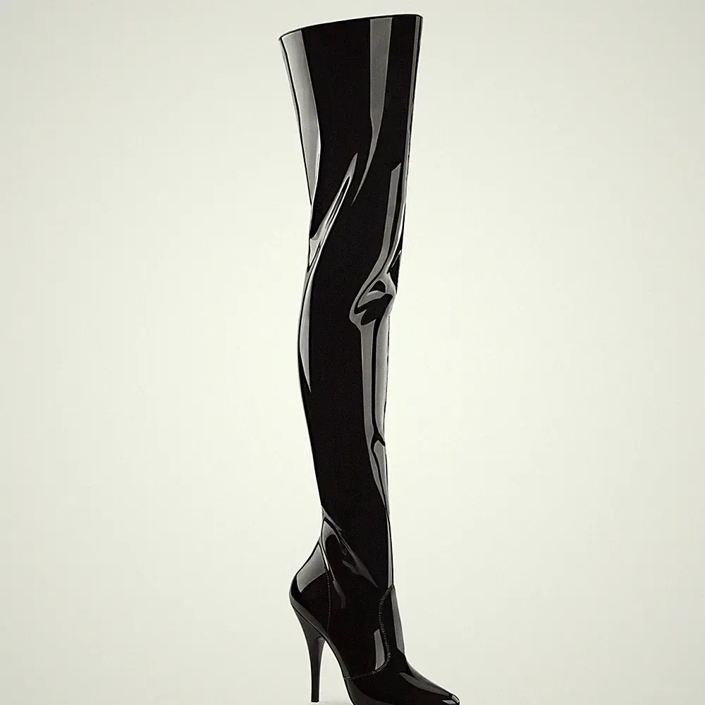 SEDUCE-3010 Pleaser Stiletto High-Heels Overkneestiefel schwarz Lack günstig