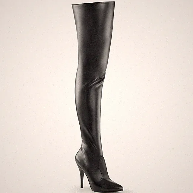 SEDUCE-3010 sexy Pleaser Stiletto High-Heels Overkneestiefel schwarz Lederoptik