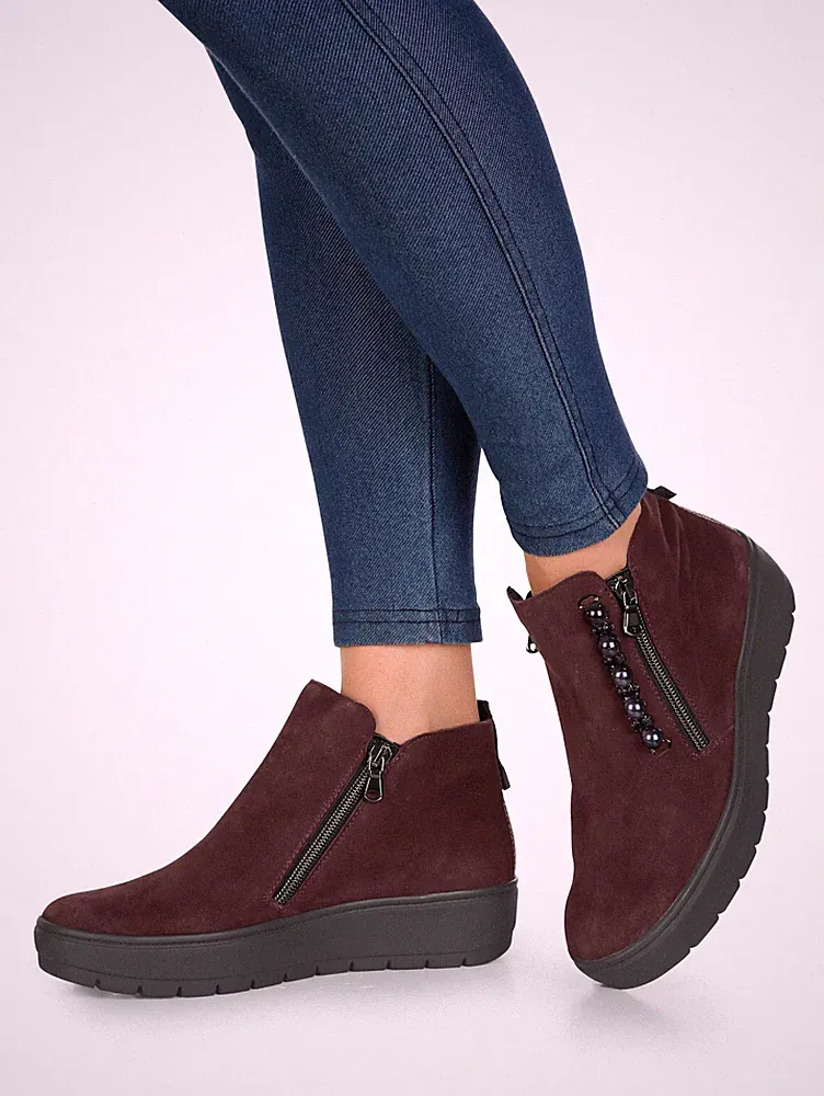 Semler Stiefelette Leder bordeaux Weite G 8,5 42,5 9,5 44 10 44,5