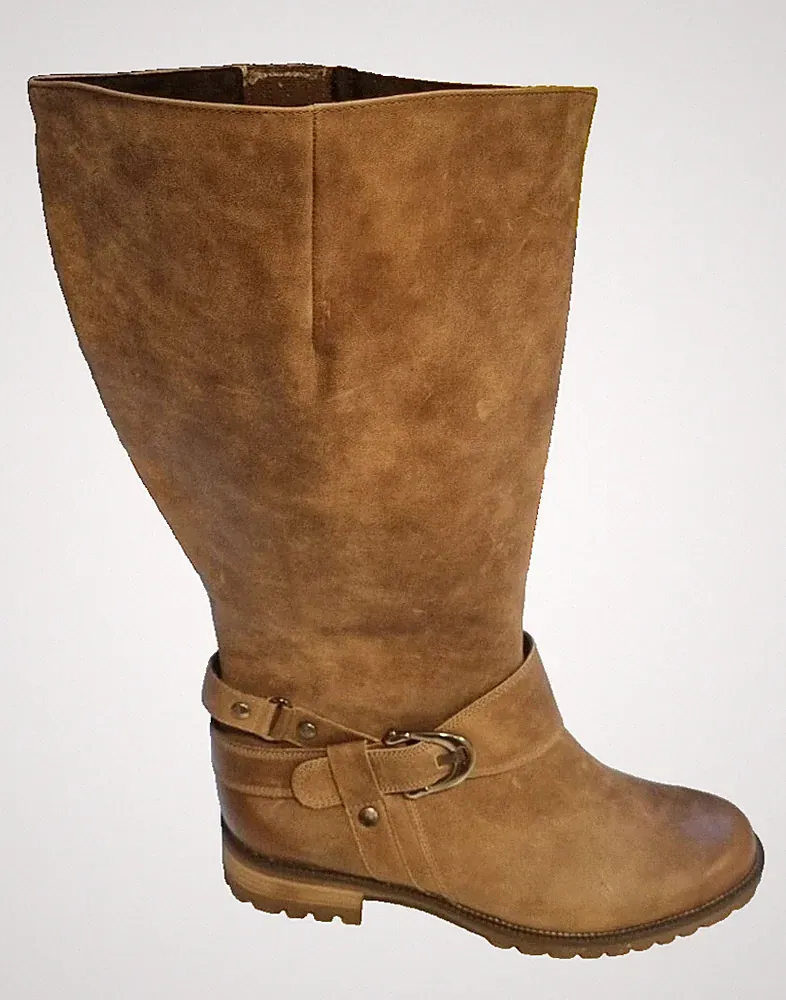 Semler Vanessa Damen Stiefel 38,5 Leder Taupe Weitschaft Extraweit Neu