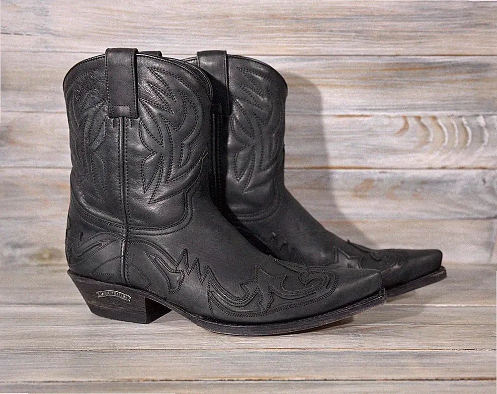 SENDRA 8983 Damen Cowboy Western Halbhohe Stiefel Antik Schwarz Hergestellt i...