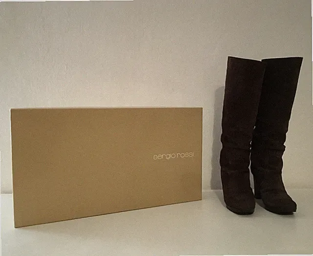 SERGIO ROSSI Damen Wildleder Stiefel Farbe Braun Größe 36,5 MIT BOX