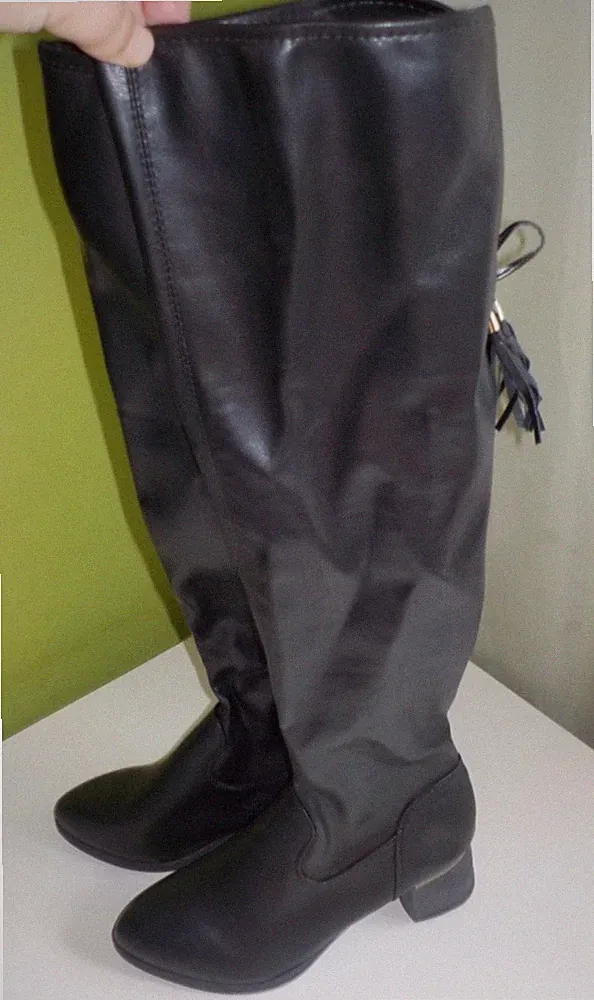 Sexy kniehohe stretchy Damenstiefel softes Kunst-Leder Herbst schwarz Gr. 41 top