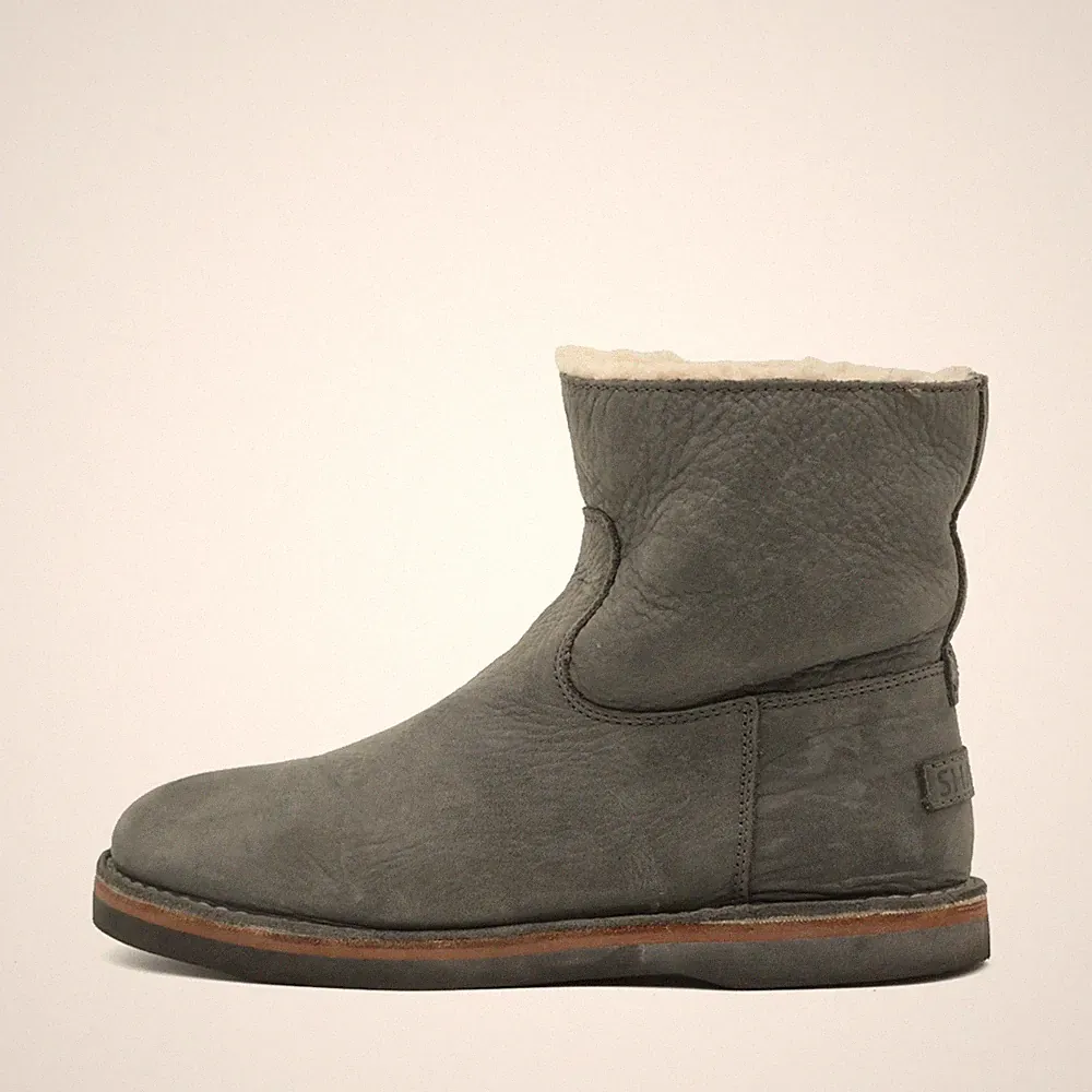 Shabbies Amsterdam Damen Lederboots Grau Echtleder Kurzschaft Stiefeletten EU 39