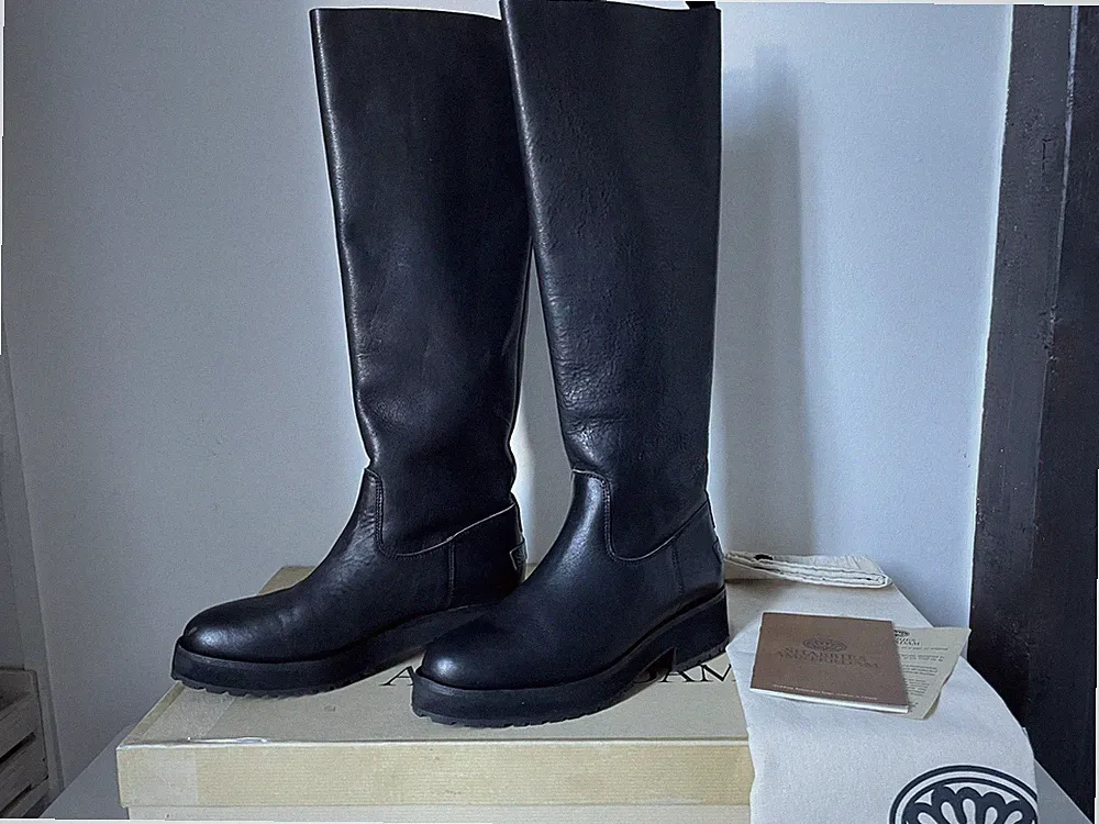 Shabbies Amsterdam hohe Leder Stiefel, 38 Schwarz Neu UVP 299,-€ Dustbag