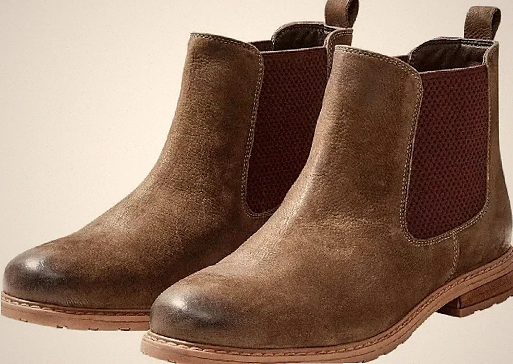 Sheego Damen Chelsea Boots Wildleder Stiefelette oliv 140174 Neu