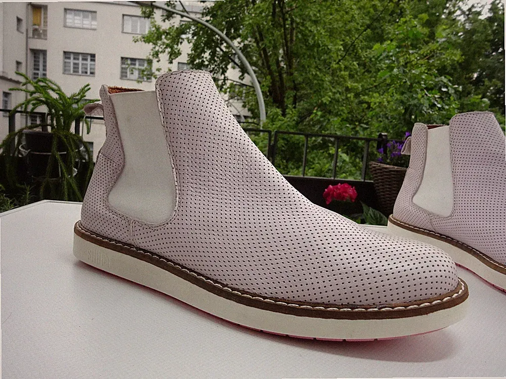 SHOOT Dam Chelsea Schuhe Stiefeletten Leder Gummizug Rosa Portugal Gr.41 f.Neuw