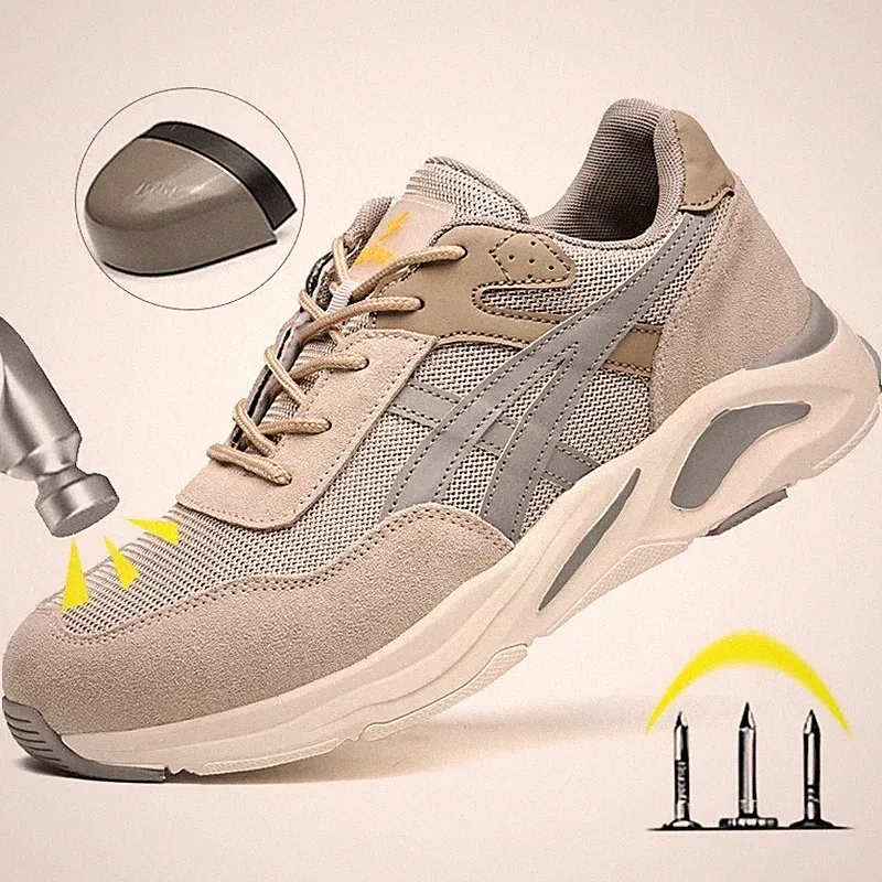 Sicherheitsschuhe aus Stahl für Herren und Damen, Arbeitsstiefel aus Mesh