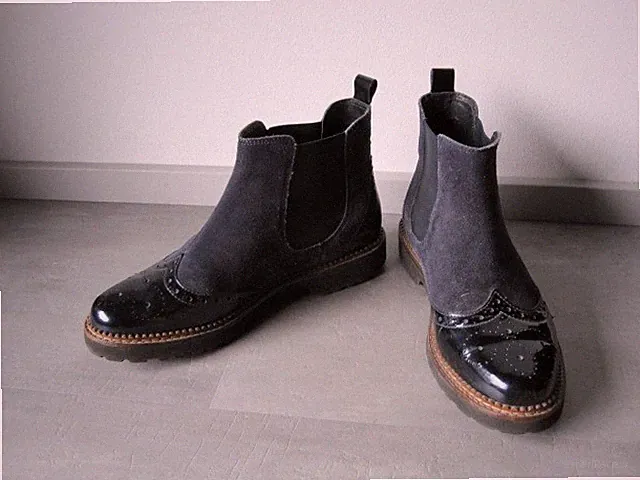 SIOUX Chelsea Boots Stiefelette Velour-Lackleder blau 38 150€
