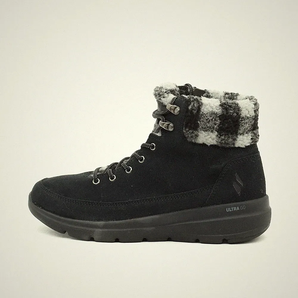 Skechers Damen 144166 Stiefeletten Schwarz Grau Leder Walk Winterstiefel EU 37