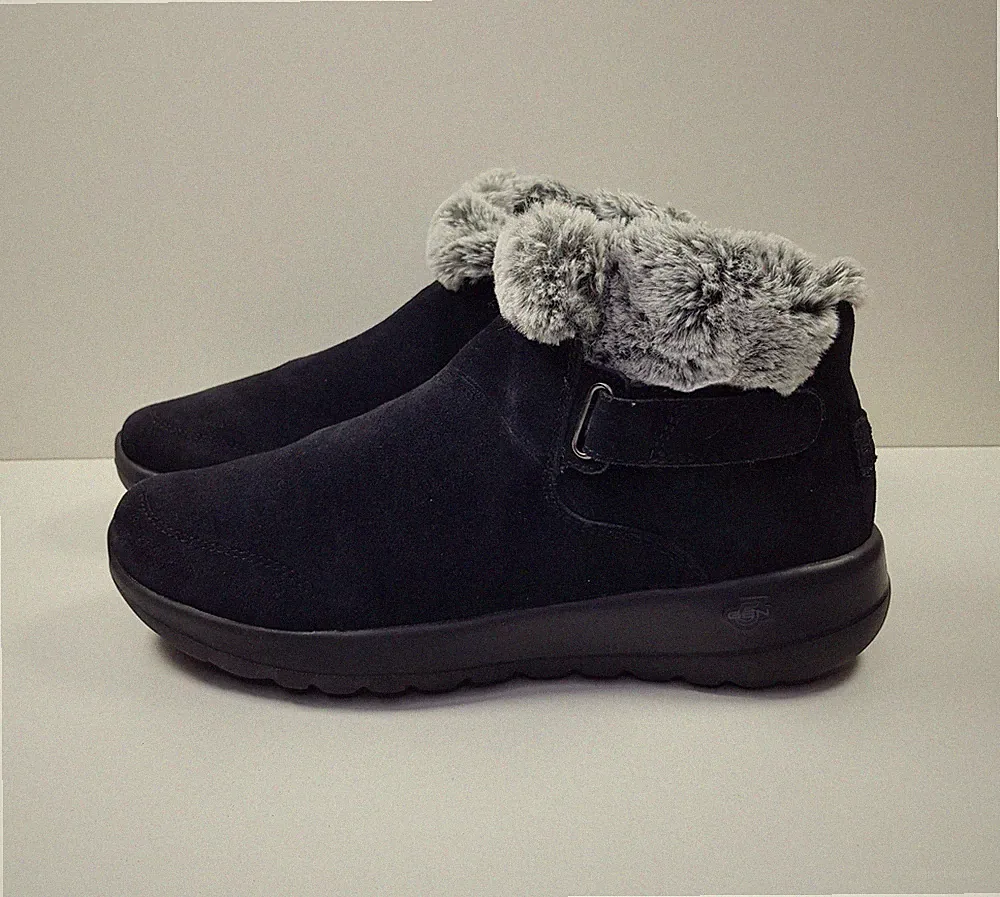SKECHERS DAMEN 5UK EU38 SCHWARZ VELOURSLEDER WINTER SCHNEE STIEFELETTEN BOOTIES SCHUHE RIEMCHEN