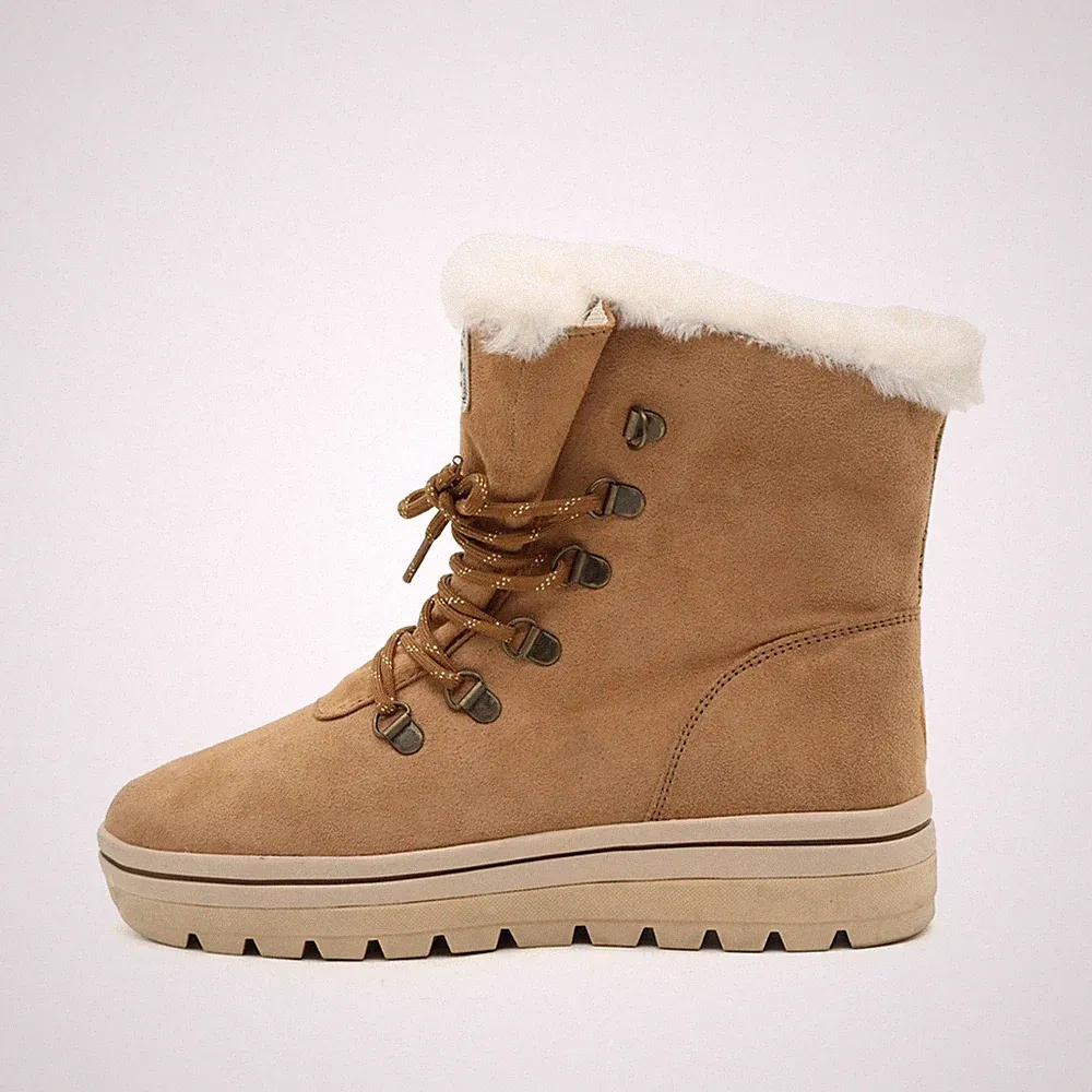 Skechers Damen SN 302909L Stiefel Beige Textil Performance Winterstiefel EU 38