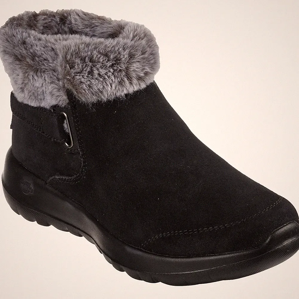 Skechers On-The-Go Joy First Glance Leder Damen Stiefel In Schwarz/Grau