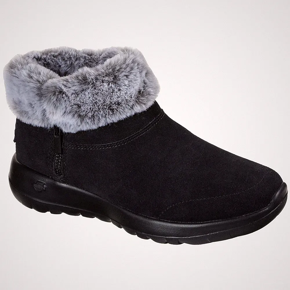 Skechers Savvy Wide Wildleder/Kunstpelz Damen Schwarze Farbe/Graue Stiefel