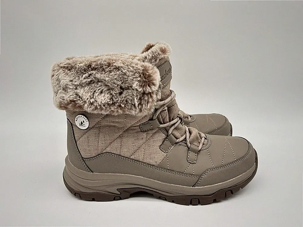 Skechers Trego Damen Schneestiefel Wasserdicht Beige/Grau EUR 38