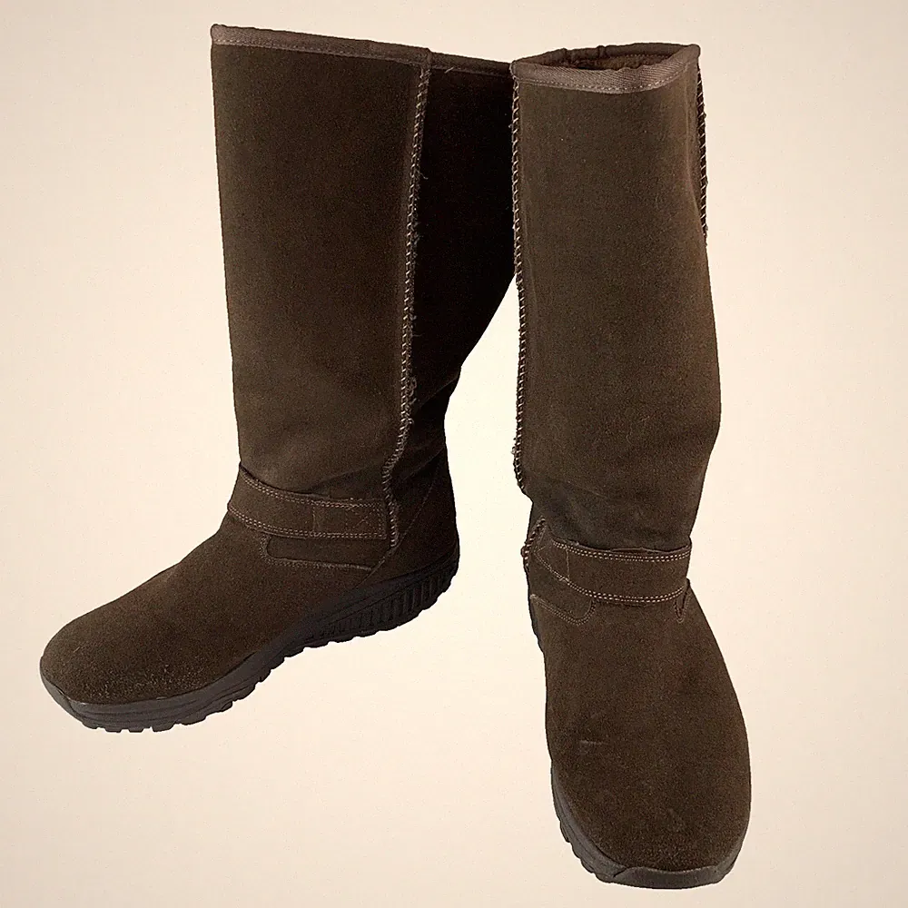 Sketchers Shape-Ups braune Wildlederstiefel mit Kunstfellfutter Größe Damen UK 7