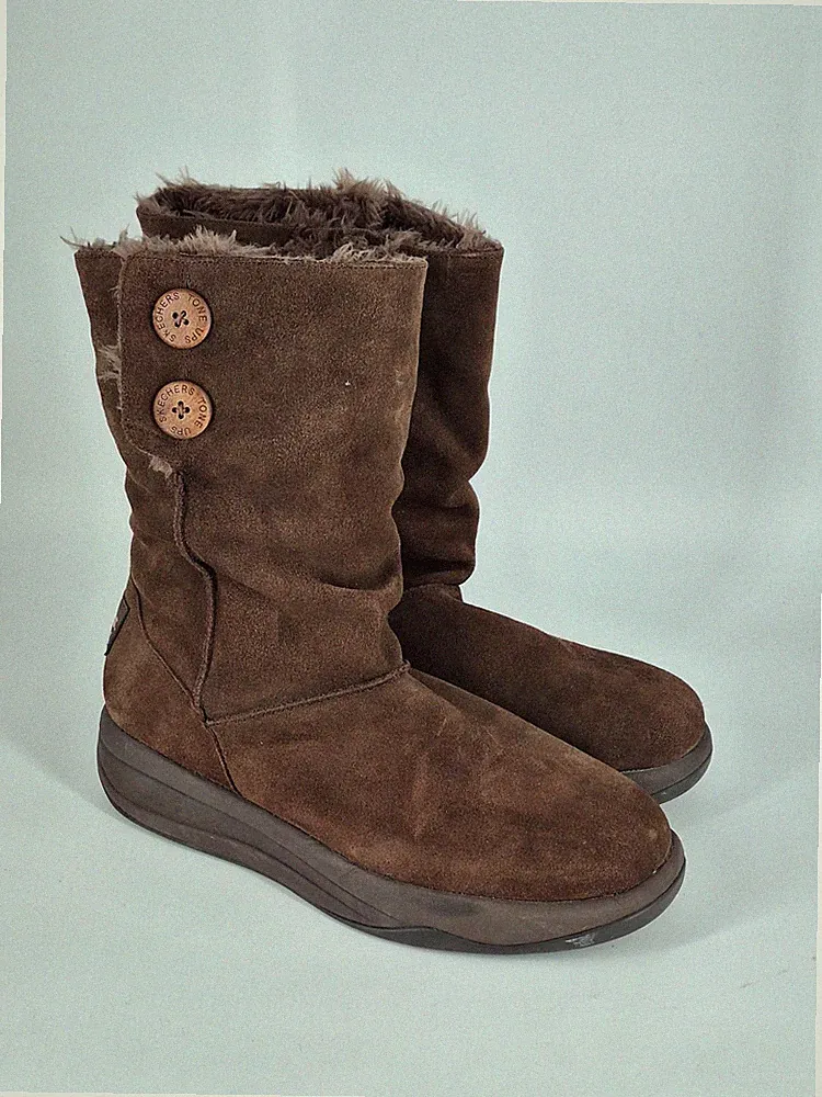Sketchers Tone-Ups - Winterstiefel Damen Gr. 41 - Wildleder - Top Zustand