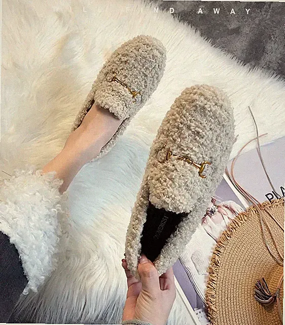 Slipper Halbschuhe Slipper Leder Kunstfell City Slipper beige CZ492