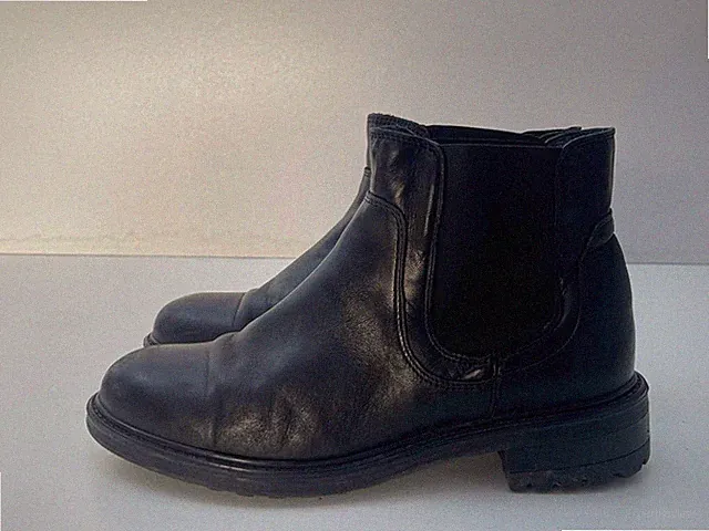 Sohle Mädchen Damen Schwarz Leder Elastischer Zwickel Chelsea Boot Schuhe UK 5 EU 38 B106