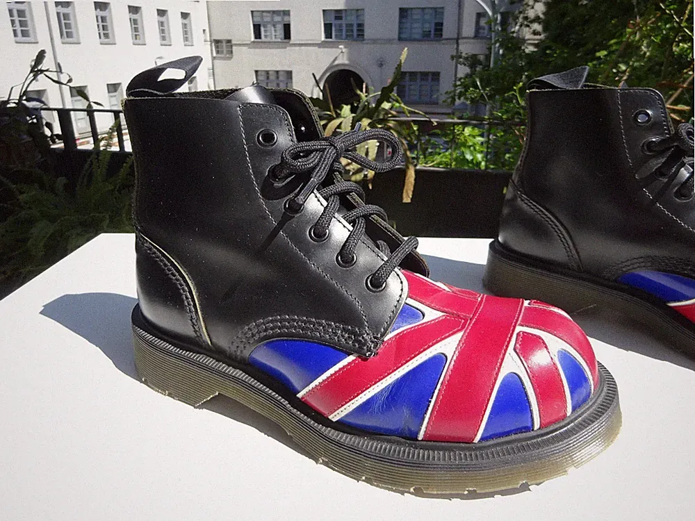 SOLOVAIR CLOCKWORK ORANGE UNION JACK Damen Stiefel Leder England Gr.38(UK5) Neuw