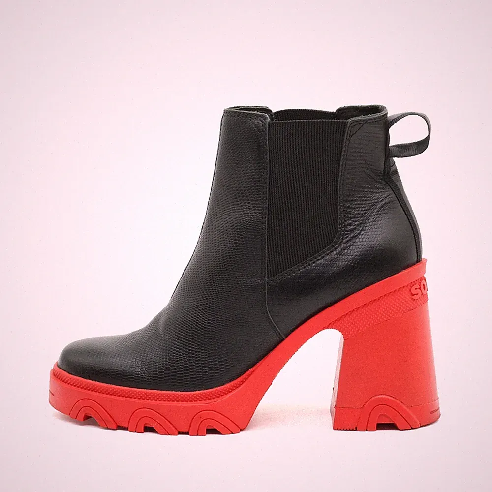 Sorel Damen NL4351-010 Stiefeletten Schwarz/Rot Leder Chelsea Boots EU 36,5