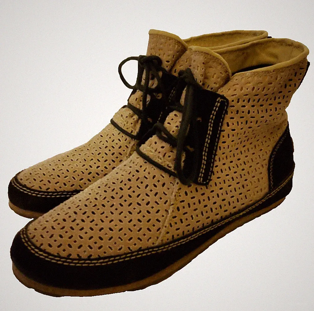 Sorel Ensenada Sommer Festival Boots Siefel Beige Schwarz Leder Größe 41,5