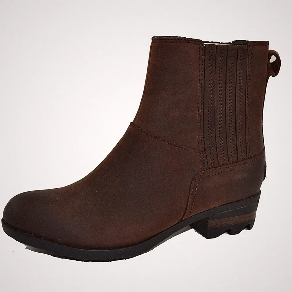 Sorel Lolla Chelsea Boots Bootie Stiefel Damen Stiefeletten Leder Schuhe Braun