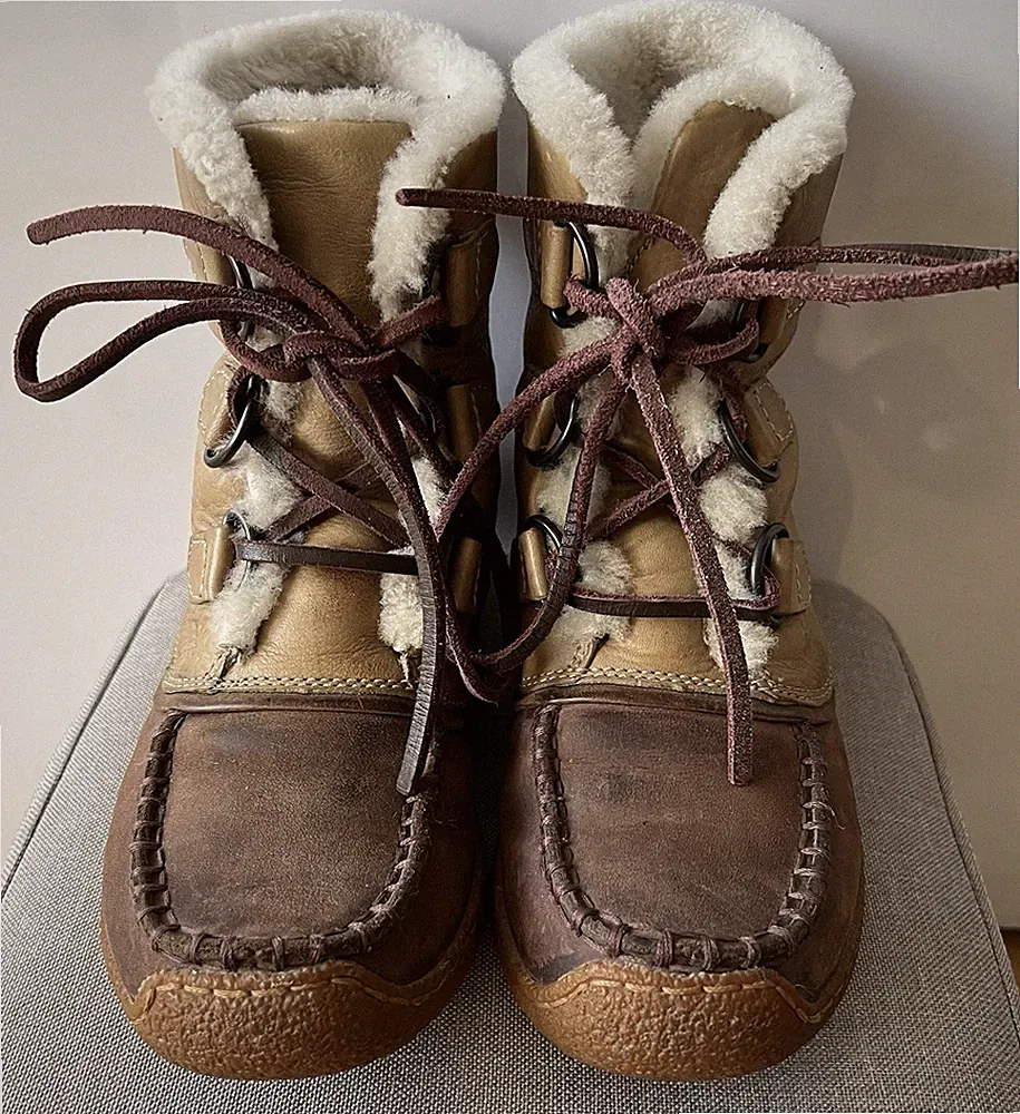 SOREL Winterstiefel Damen Gr37,5 (US 6)Leder gefüttert Braun Beige guter Zustand