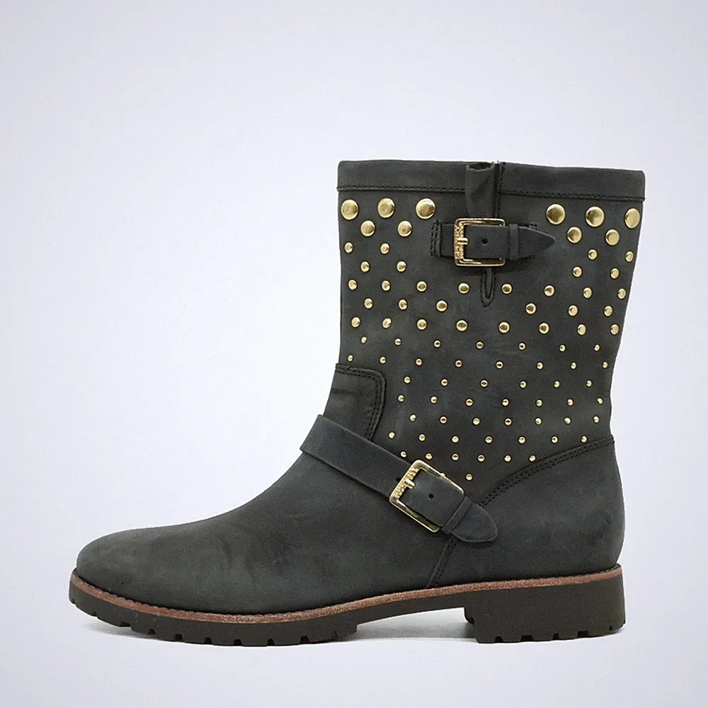 Sperry Damen Biker Studded Boot Stiefel Schwarz Leder Boots Bikerstiefel EU 40