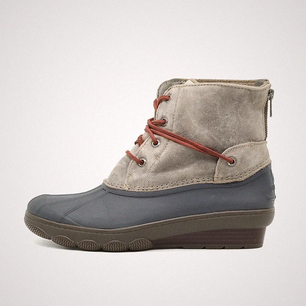 Sperry Damen Quarter Stiefel Grau Blau Leder Synthetik Stiefeletten EU 38,5