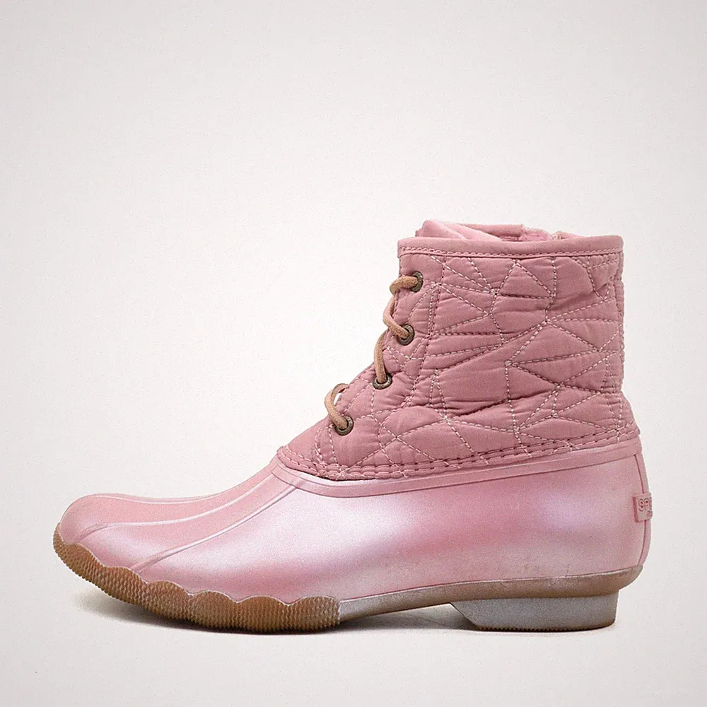 Sperry Damen Saltwater Boot Stiefel Rosa Textil Pflegeleicht Regenstiefel EU 38