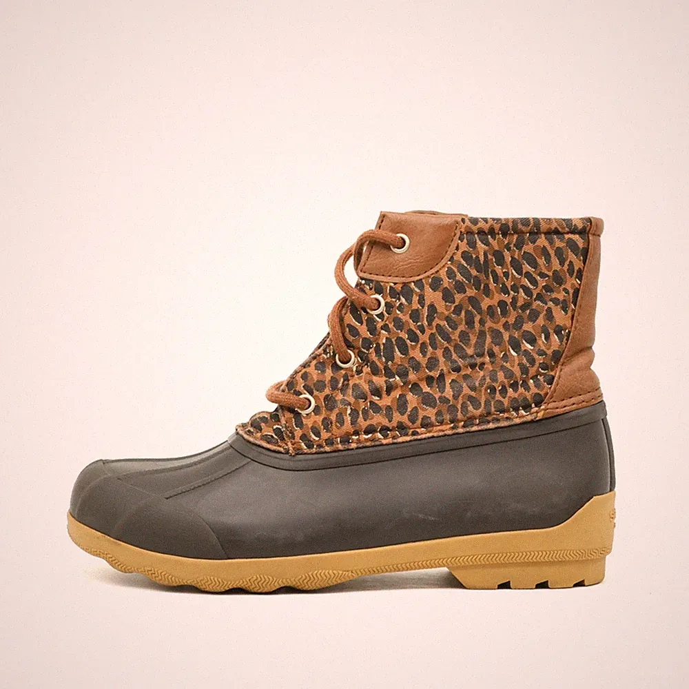 Sperry Damen SCK165445 Stiefel Braun Schwarz Textil Kunstleder Duck Boots EU 36
