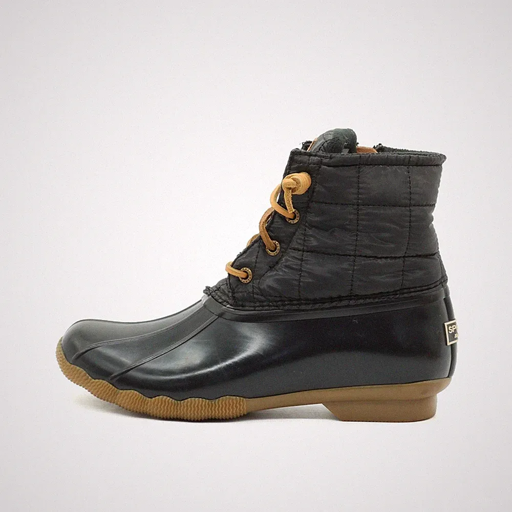 Sperry Damen STS80755 Stiefel Schwarz/Braun Nylon/Gummi Duck Boots EU 38