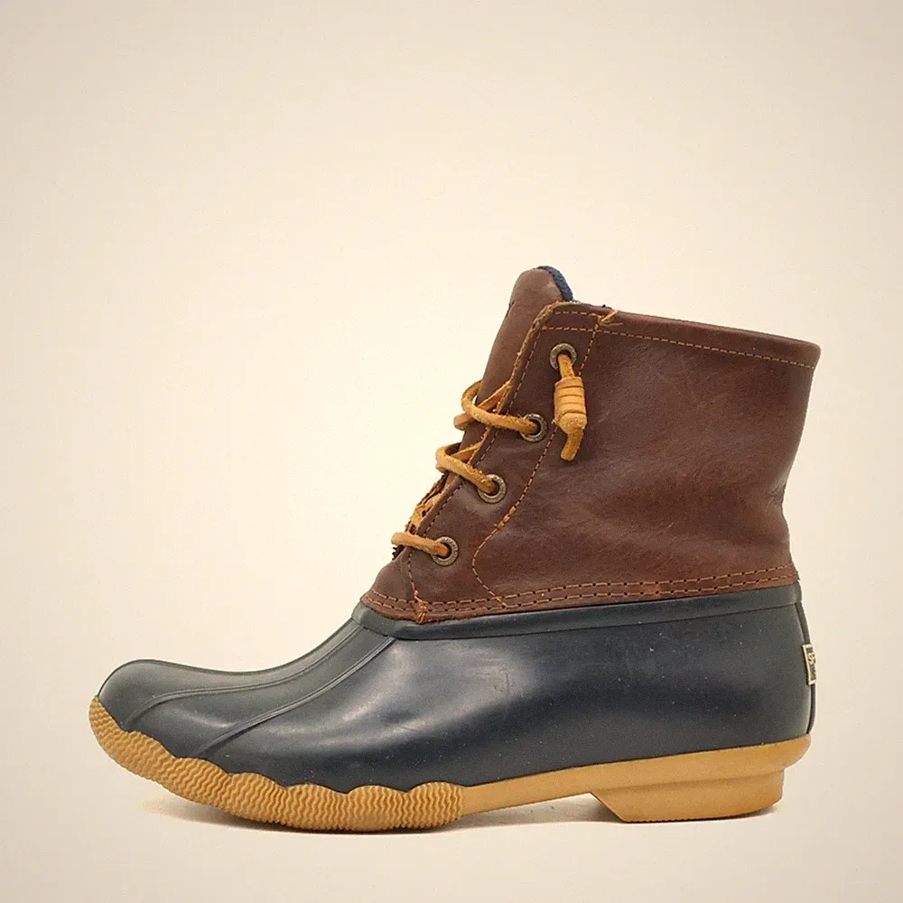 Sperry Damen STS91175 Stiefel Braun/Blau Leder/Gummi Duck Boot EU 37.5