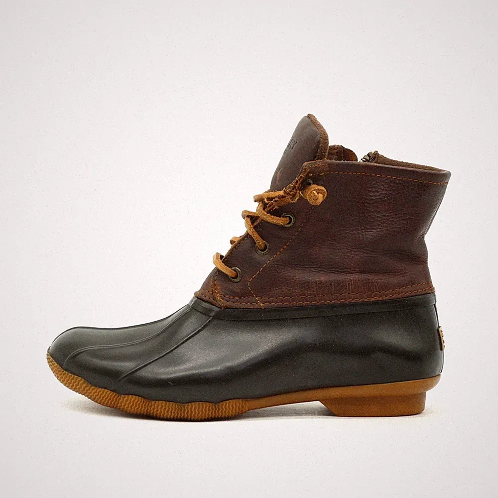Sperry Damen STS91176 Stiefel Braun Schwarz Leder Gummi Boot Boots EU 37,5