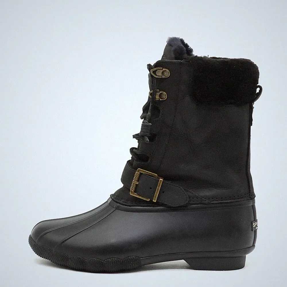 Sperry Damen STS97560 Stiefel Schwarz Leder Rutschfest Winterstiefel EU 38.5