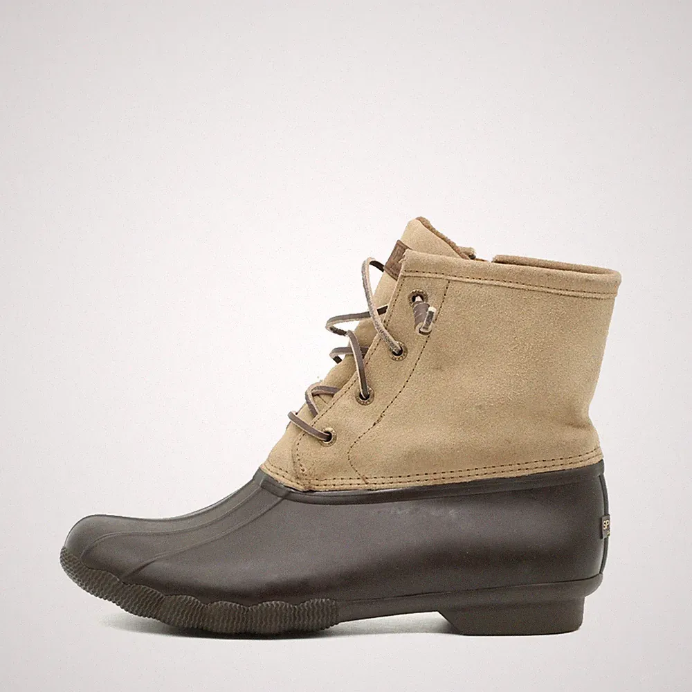 Sperry Damen STS98306 Stiefel Braun Beige Wildleder Gummi Duck Boot EU 40.5