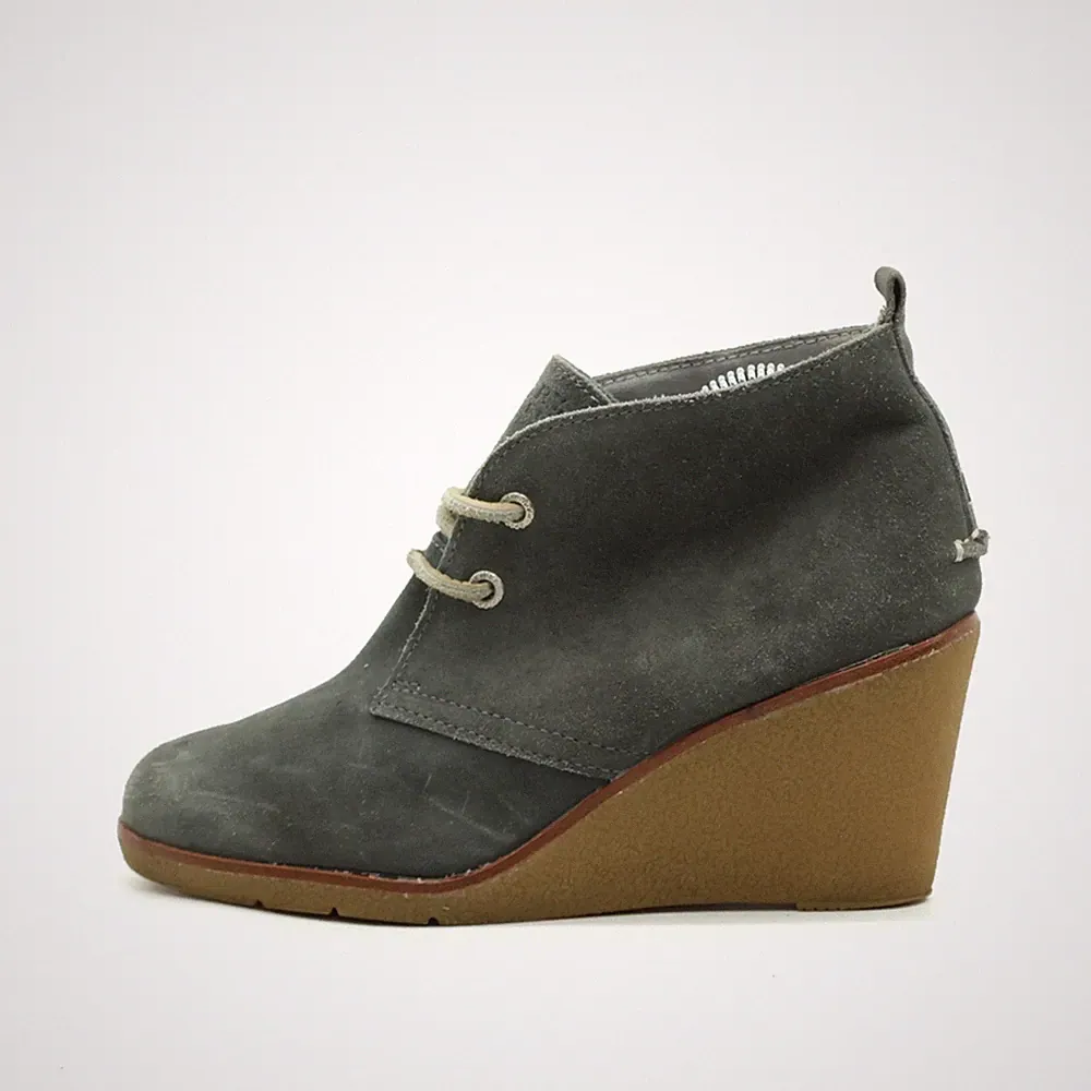 Sperry Damen Wedge Bootie Grau Leder Knöchelhoch Schnürung Keilstiefel EU 37