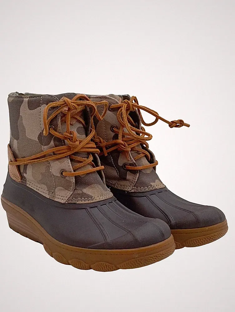 SPERRY Gummistiefel Damen Stiefel Gr. DE 39 schwarz-braun Casual-Look