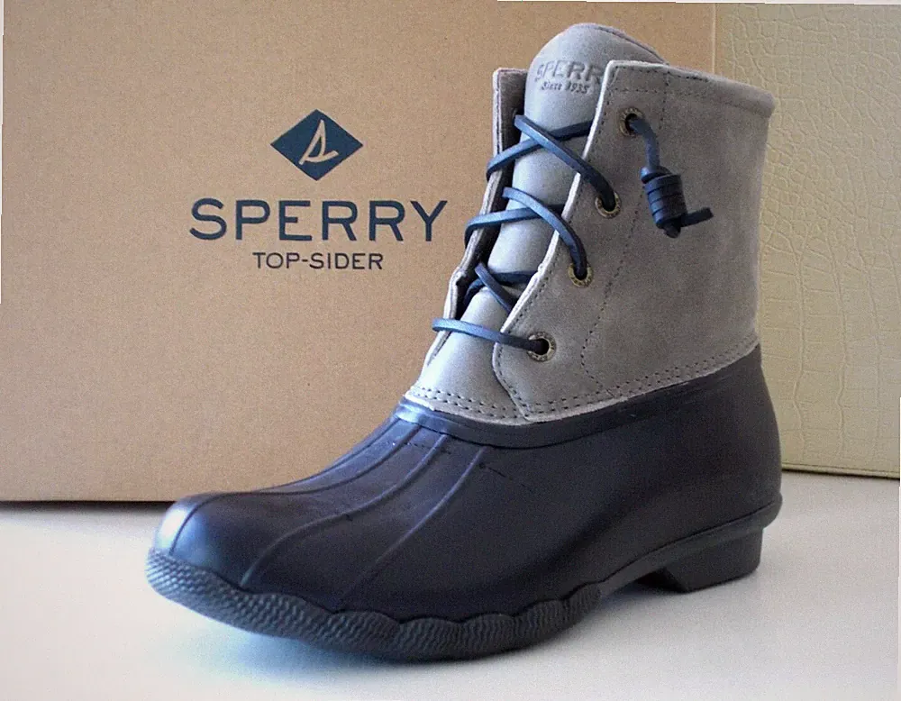 SPERRY Saltwater Damen Regenstiefel schwarz/grau Nubukleder + Gummi N39,5 110€
