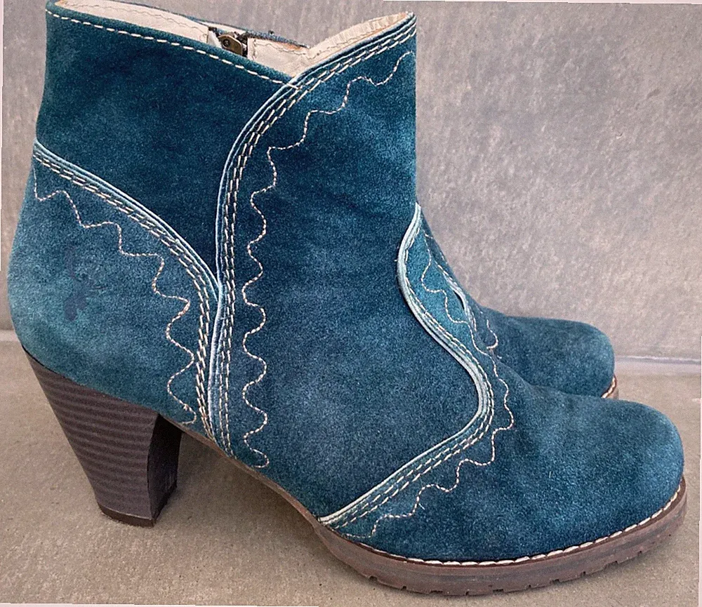 Spieth Wensky Trachten Damen Stiefeletten Stiefel Schuhe blau 39 top erhalten