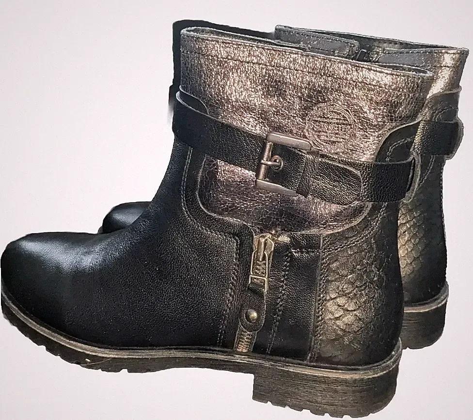 STAN MILLER Stiefeletten Kurzschaft Stiefel Boots Damen Leder Schwarz EU 38 NEU